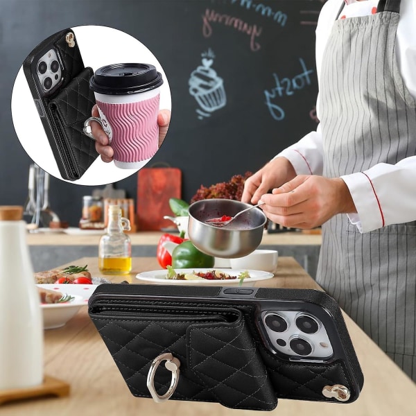 Crossbody Wallet Pu Läder Handväska Handväska Case För Iphone 15 Pro Max Med Ringställ White none
