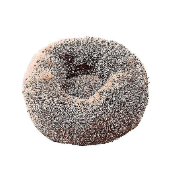 Tvättbar Lugnande Bekväm Donut Style Plysch Katt- eller Hundsäng brown L 70cm