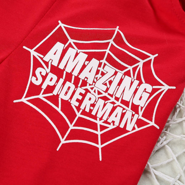 Spider-man träningsoverall Hoodie Byxor Kläder Set Barn Pojke Hooded Casual Sport Outfit Red 6-7 Years