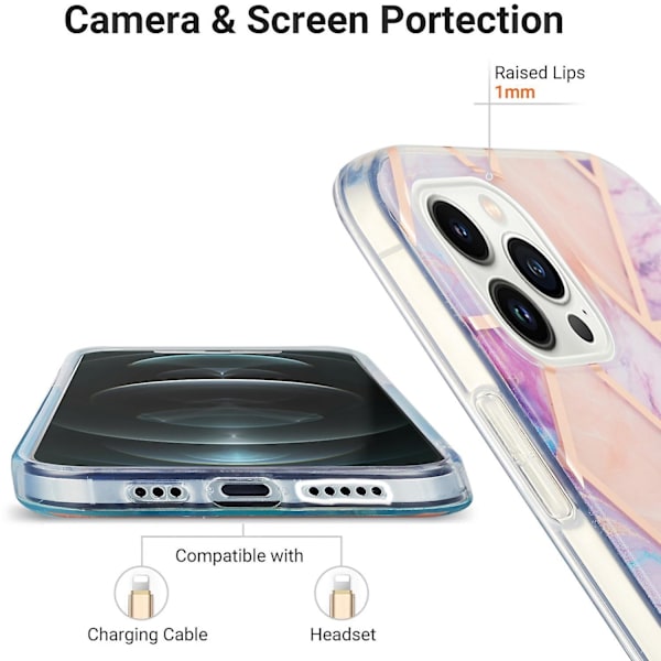 Marble TPU- case för iPhone 15 Pro Max Light purple