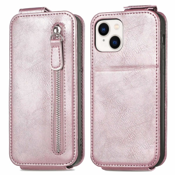 Dragkedja Plånbok Case för iPhone 15 Pink