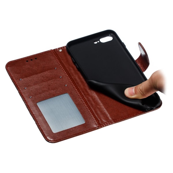Imprint Mandala Wallet Stand Flip Case med rem för iPhone 8 Plus/7 Plus 5,5 tum null none