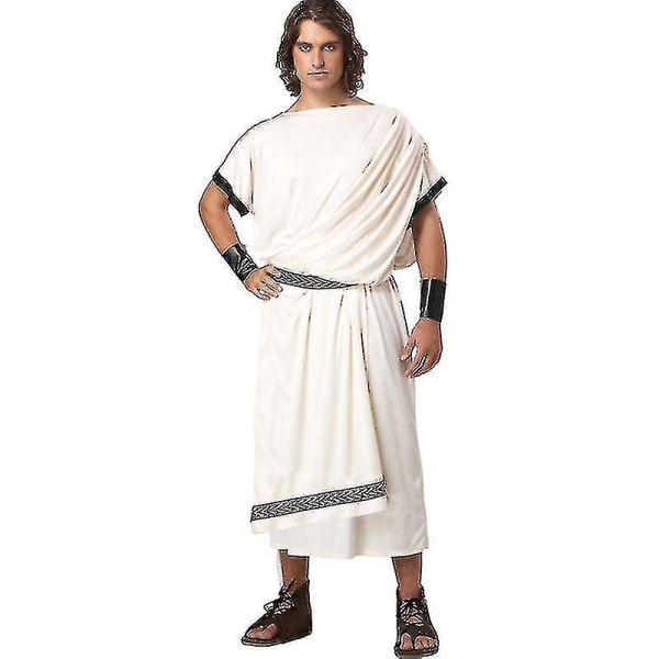 Klassisk Toga- set för män Deluxe inklusive tunika, bälte, romerska gudens sommarfestklänning Deluxe klassisk Toga-kostym för kvinnor men M