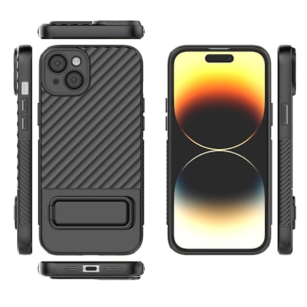 Wavy Texture TPU- case för iPhone 15 Plus Black