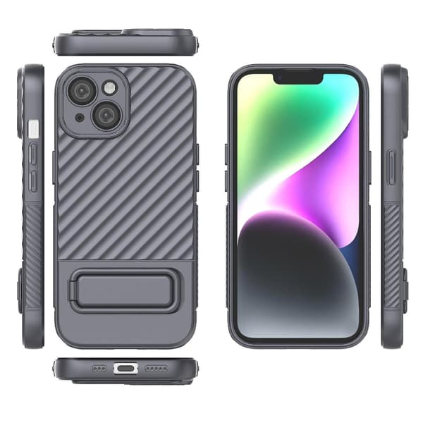 Wavy Texture TPU- case för iPhone 15 Grey
