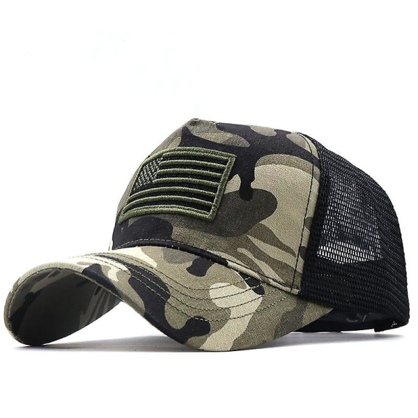 Camouflage Usa Flag Mesh Baseball Cap För Herr Dam Bomull Snapback Hat Unisex Amerika Broderi Hip Hop Kepsar Gorras Casquette 03 56-61cm Adjustable