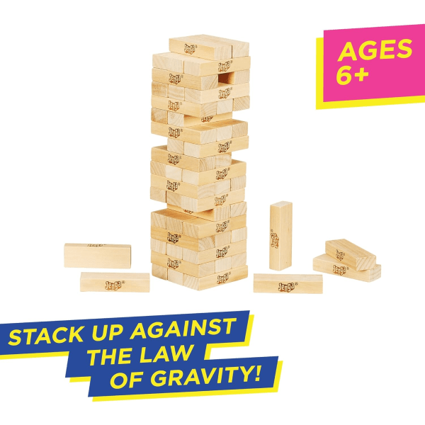 Klassiskt Jenga-spel, staplingsspel med träklossar