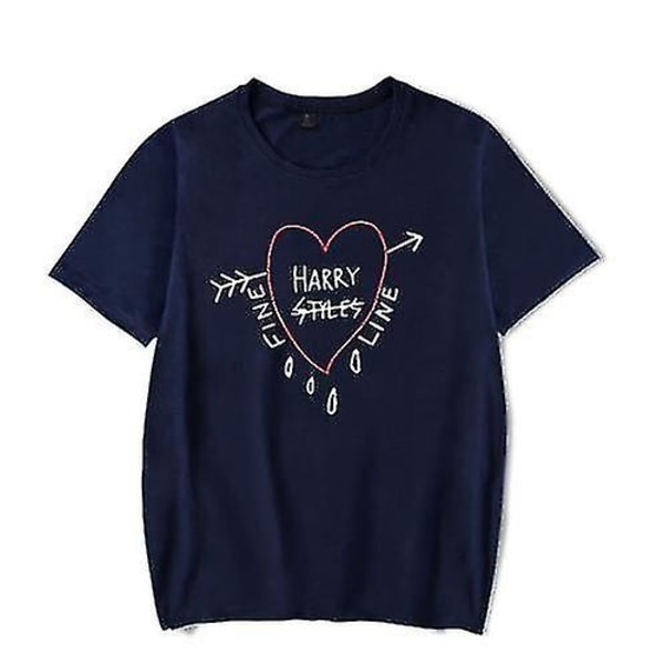 Harry Styles Fine Line Printed T-shirt Damer Herr Casual Kortärmade Tshirts Navy M