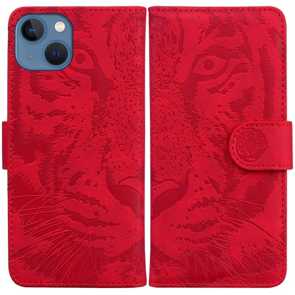 Tiger-präglat case för iPhone 15 Plus Red