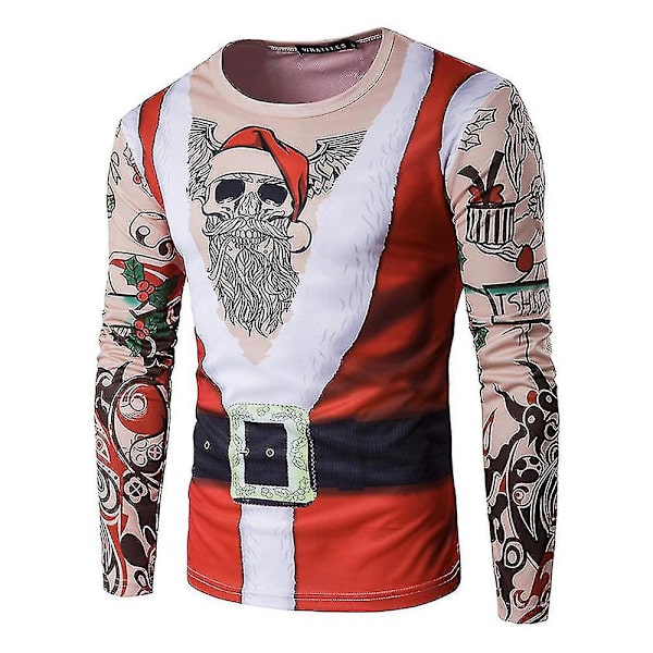 Män Jul Roligt print ful T-shirt Xmas Party Casual Nyhet Långärmade toppar CT296 M