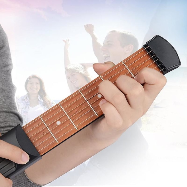 Pocket Guitar Practice Tool Bärbar ackordtränare Gitarr Finger Tränings- och ackordövningsverktyg Black 4 Fret