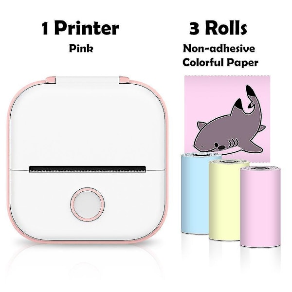Phomemo T02 miniskrivare Bärbar skrivare Thermal Trådlös bläckfri fickskrivare Självhäftande etikettskrivare Pink D none