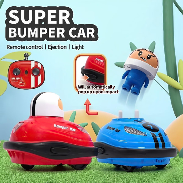 1 set Speed ​​Bumper Cars Toy Mini Fjärrstyrda Ejektorer Fordon med fjärrkontroll Blue And Red none