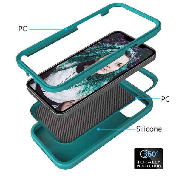 Silikon + PC case för iPhone 15 Pro Max Dark green
