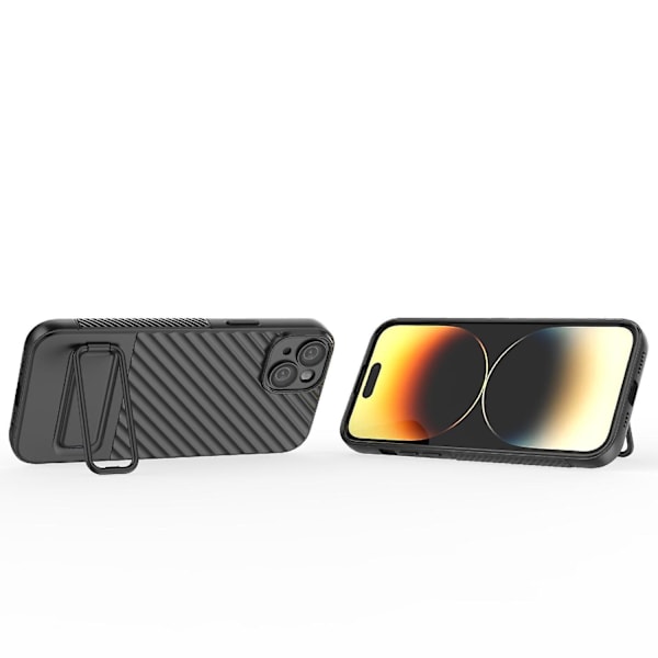 Wavy Texture TPU- case för iPhone 15 Plus Black