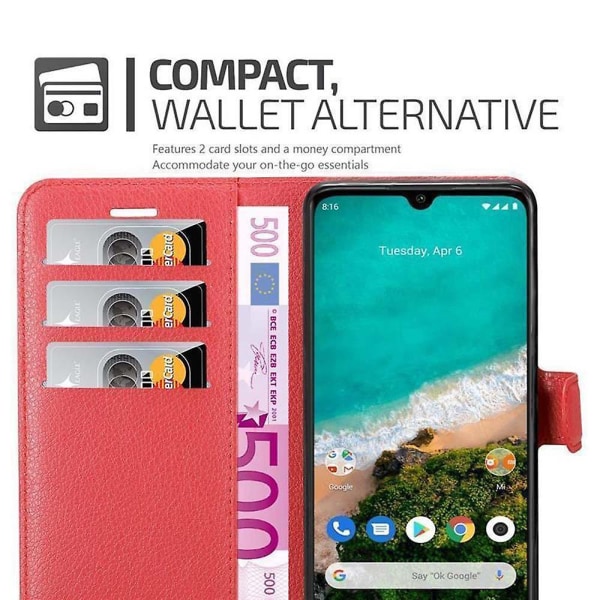 Xiaomi Mi A3 Cover Case Case - med kortplatser och stativfunktion CARMINE RED Mi A3