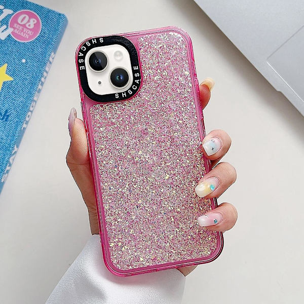 Glitter Epoxy phone case för iPhone 15 Plus White