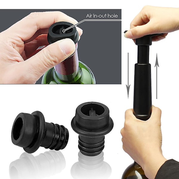Wine Saver Vacuum Pump Sealer Preserver Set med 2 kapsyler luftflaskproppar null none
