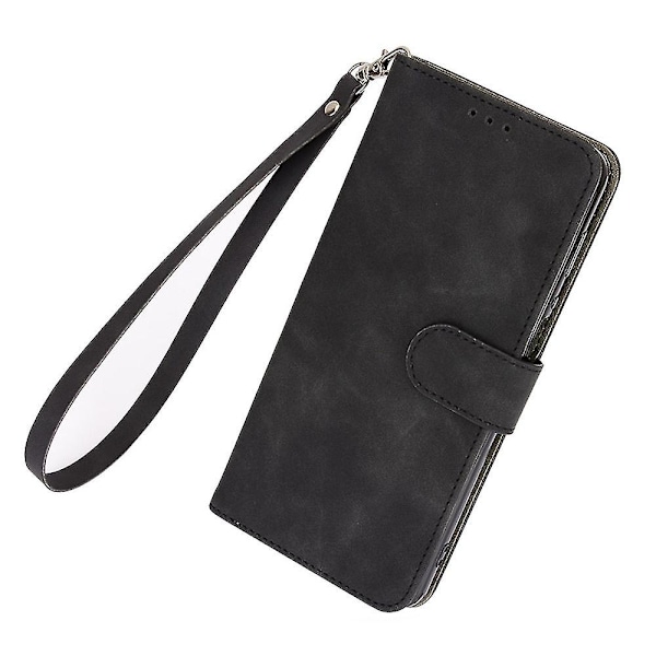 För Zte Blade V40 Design Anti-drop Tpu+pu Läder Phone case Stativ Plånbok Skin-touch Feeling Cover Black