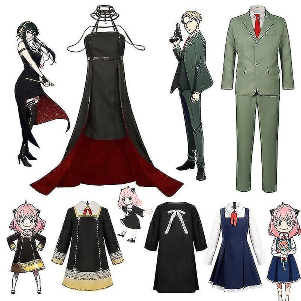 Anime Spyfamily Yor Forger Anya Forger Twilight Cosplay Kostym Aldult Barn Halloween Outfits V One Size Anya Forger Blue Set