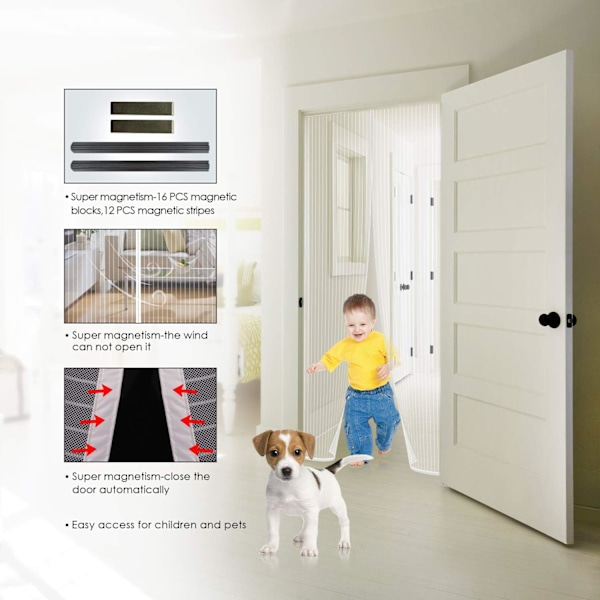 MYCARBON Myggnät Dörr Magnetiskt Flugnät Anti-myggor Insektsnät Dörr( Vit) 150X230CM