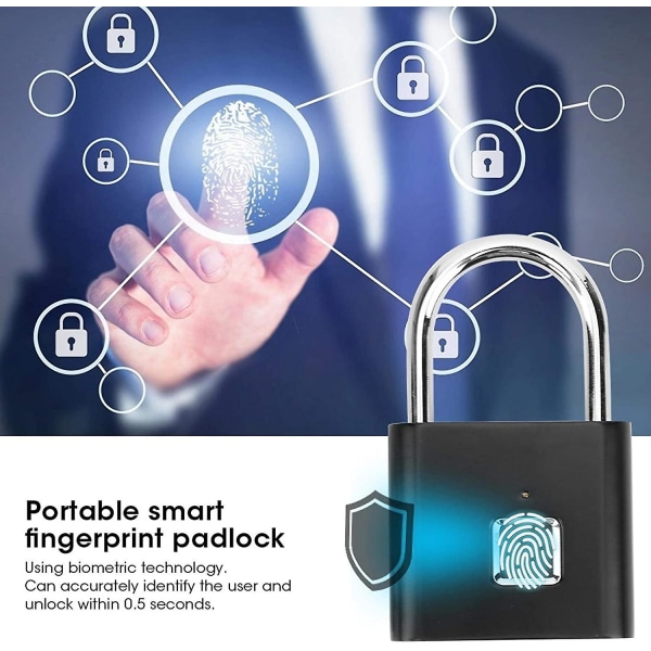 Fingeravtryck Smart hänglås, nyckellöst mini elektroniskt hänglås, bärbart USB smart lås, hänglås bygel Smart lås, elektroniskt hänglås Dörrlås null none