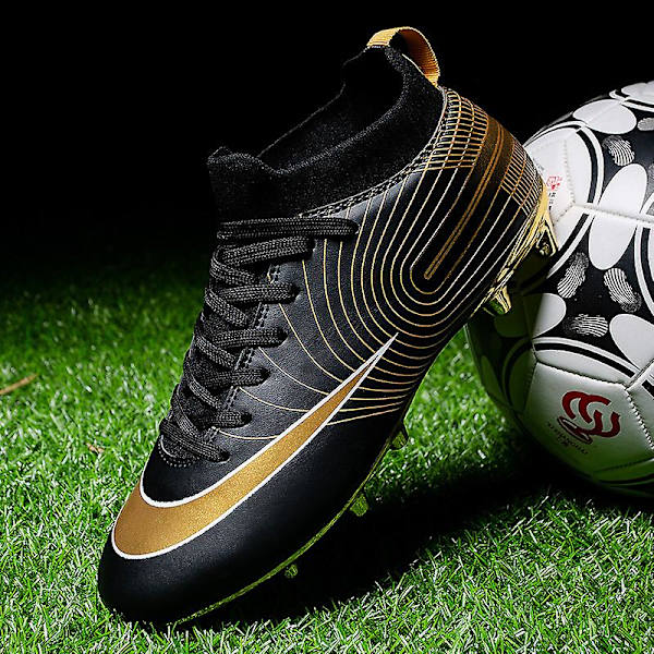 KIDENG Fotbollsskor för män Fotbollsskor med hög ankel för vuxna Grästräning Sport Skor Sneakers Yj32751G Black 36