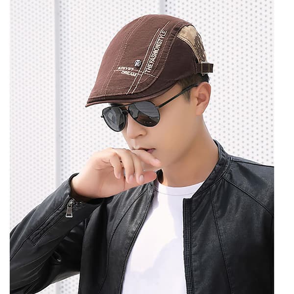 Flat Top Basker Peaked Cap Vind- och dammsäker bomullsmössa för utomhusfiskecamping Navy Blue