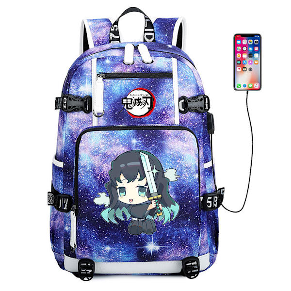 Ghost Slayer Ryggsäck Anime Student Skolväska Ryggsäck Usb