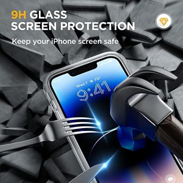 Miracase Glass Series Designad för iPhone 14 Pro Max Case 6,7 tum, [2023 Upgrade] Bumper Case med inbyggd 9H härdat glas Scr Matte Clear