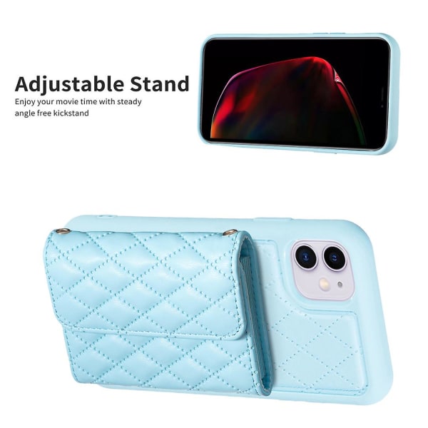 Bf23-stil korthållare Phone case För Iphone 11, Pu Läder+tpu Kickstand Cover Blue