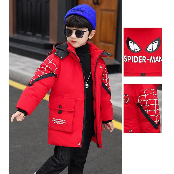 Ny Vinter Spider-man Huvjacka Barn Varm Vinterjacka Vadderade bomullskläder Pojkar Red 140CM
