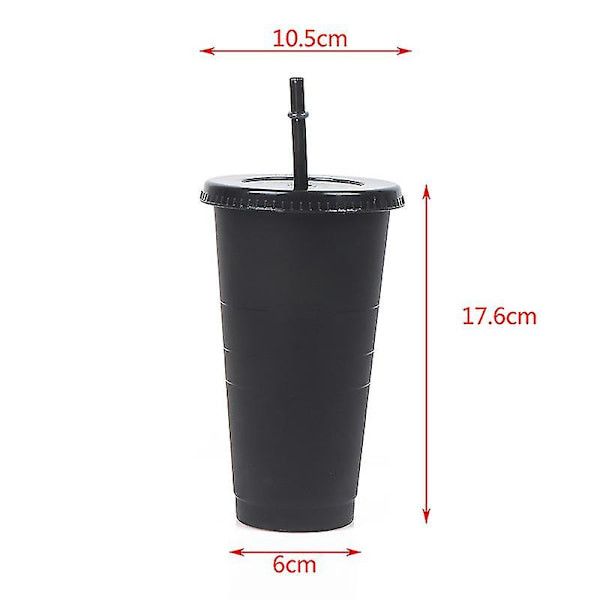 Born Pretty 700 ml halmkopp med lock Återanvändbara kaffekoppar Blixtfärgbyte Glänsande plastvatten null none