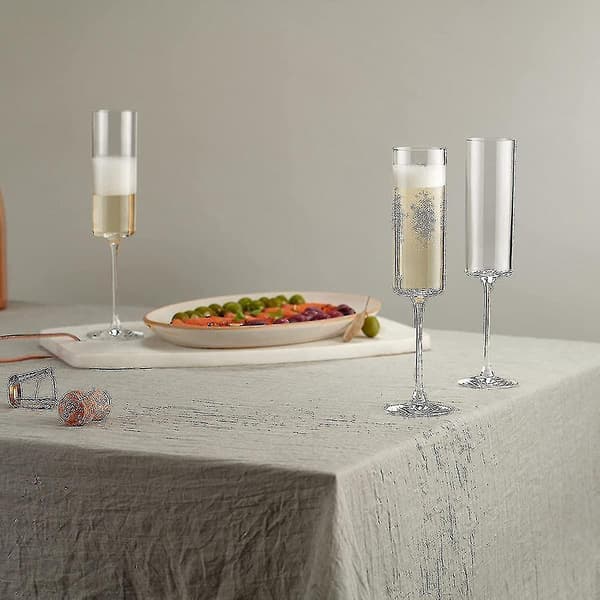 Glas Champagne 4 Pack 6-ounce Champagneglas 4st Set, Premium Square Edge Blåst Glas Vinglas The Best null none