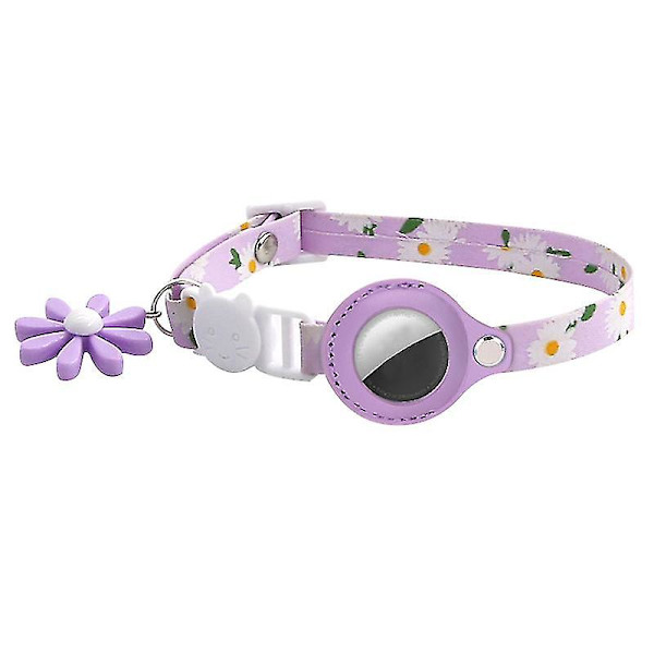 Katthalsband, justerbart Daisy-hundhalsband med hållare och säkerhetsspänne för hundkattungevalp (1 st, lila) null none
