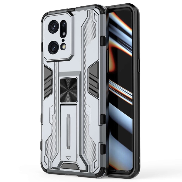 För Oppo Find X5 Pro Drop Stötsäker hård PC Soft Tpu Cover Slim Fit Kickstand Phone case - Svart Grey