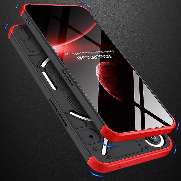 For Nothing Phone 2 Case, Slim Case Kompatibel Nothing Phone 2 Stötsäker Hård Matt 3 i 1 Ultratunt case Black red