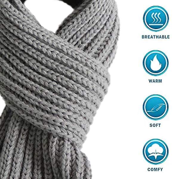 Småbarn Barn Halsduk Pojkar Flickor Vinterstickade Varma Halsdukar Hals Warmer_mi grey
