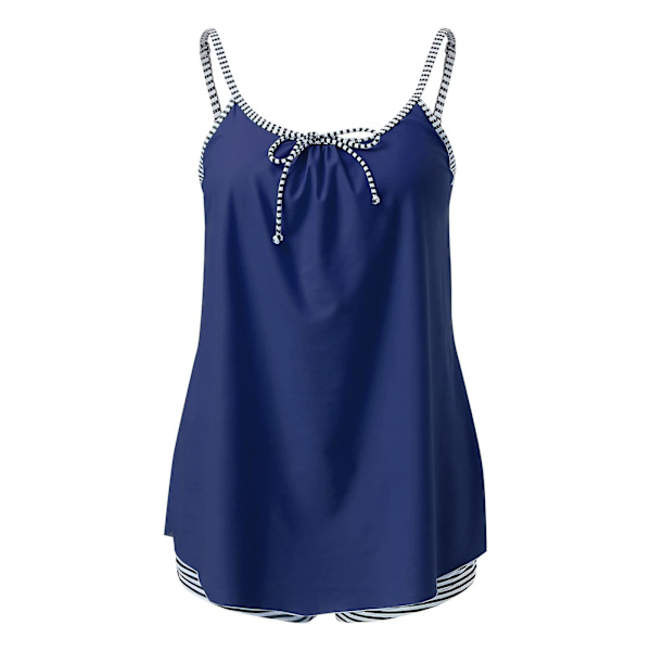 Baddräkt Kvinnor Hög midja Baddräkter Kvinnor Konservativt print Strappy Back Set Tvådelade Baddräkter Baddräkter Baddräkter Blue XXL