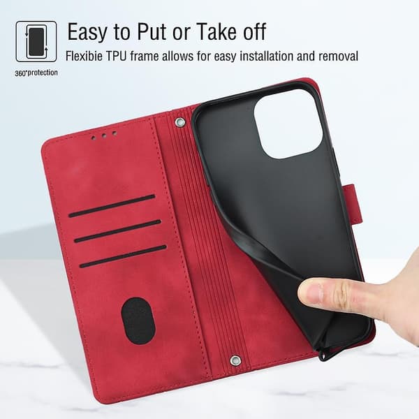 Hudkänsla PU- case för iPhone 15 Red