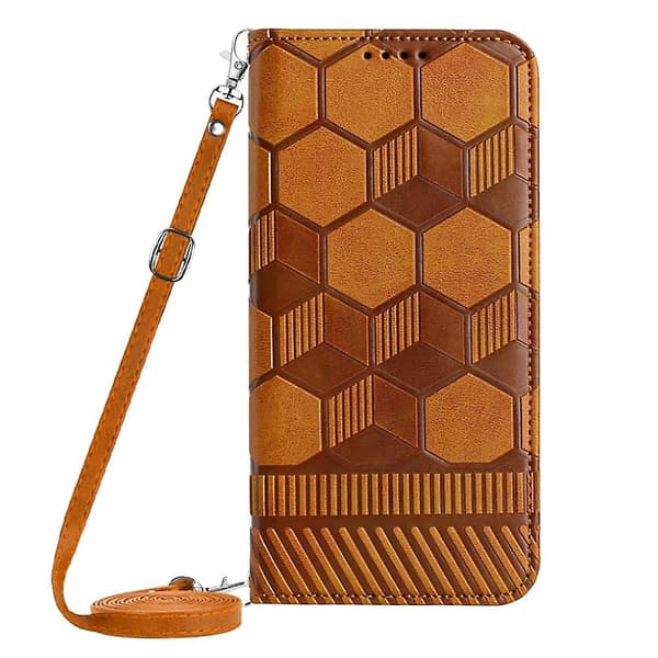 Crossbody PU- phone case för iPhone 15 Plus Khaki