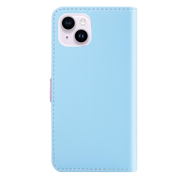 Trefärgat PU- case för iPhone 15 Plus Blue