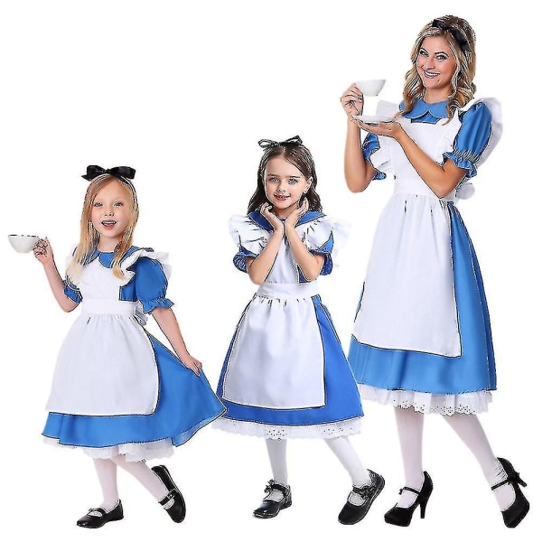 Maid Ta kostym för vuxna barn Anime Alice Halloween Carnival Party Kostym Kids S