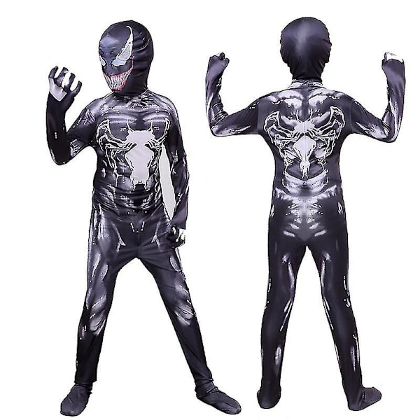 Venom Carnage Spiderman Cosplay Kostym Barn Vuxen Zentai Bodysuit Black 140 Kids (130-140cm)
