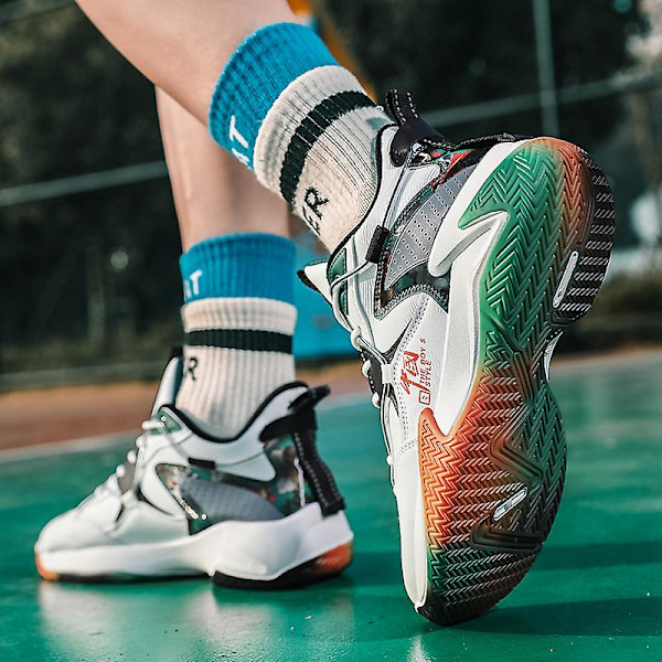 Basketskor för män Mode Halkfria sneakers Sportskor som andas Yjk808 WhiteGreen 41