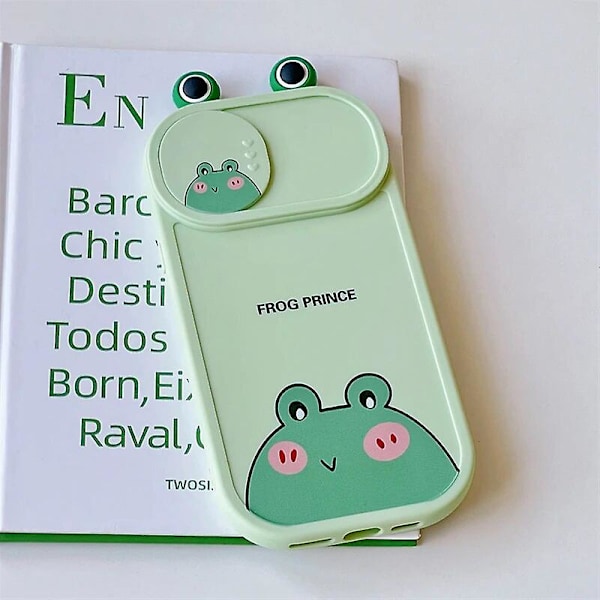 Cartoon 3d Ear Bear Cat Frog Söt Slide Lins Protection Case För Iphone 14 12 13 11 Pro Xs Max X Xr Push Pull Bumper Mjukt cover Cat For iphone XR