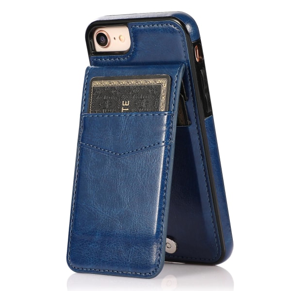 För Iphone 7 / 8 / Se (2020) / Se (2022) Korthållare Phone case Kickstand Pu Läder + Tpu cover Dark Blue
