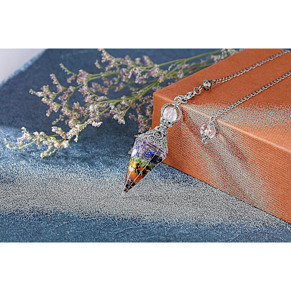 Chakra Crystal Pendel Hexagonal Reiki Healing Crystal Points Ädelsten Dowsing Pendel för spådom Scrying Wicca Chakra