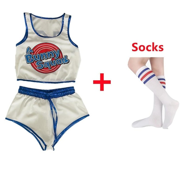 Space Lola Bunny Rabbit Cosplay Kostym Kanin Bunny Jam Kostymer Dam Flickor Halloween Party Kläder Toppar Shorts Outfit Set Suit And Socks XL