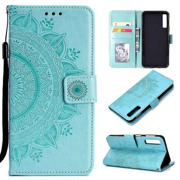 Plånbok med tryckt mandalamönster med flip-back- case för Samsung Galaxy A7/a750-lila Multicolor